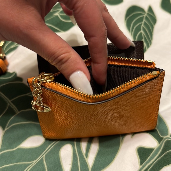 Used Orange Coach Mini Bag w/ Strap and Matching Wallet - Picture 6 of 16